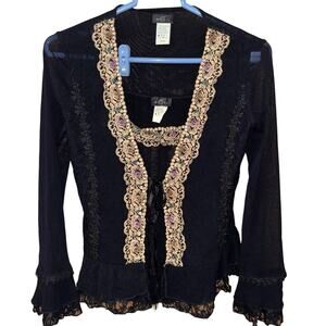 Vintage Y2K Michel women’s tie front top with matching tank whimsigoth small